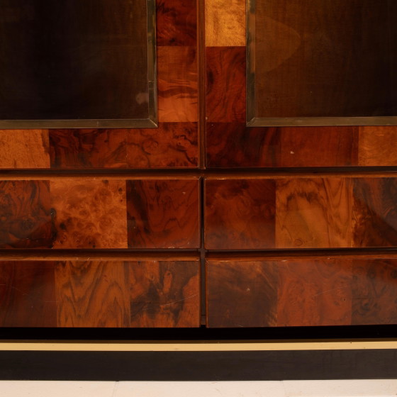 Vitrina Willy Rizzo de raíz de secuoya para Mario Sabot Hollywood Regency 1970 – Glass, Chrome (photo 23 of 27)