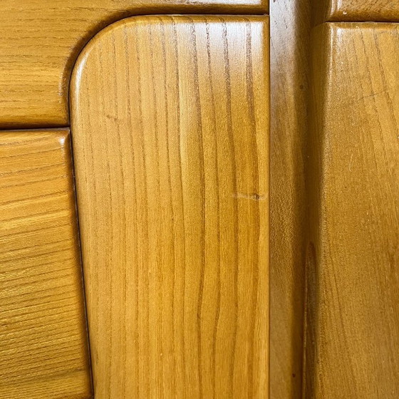 Image 1 of Large French sideboard in solid elm, 1970, attributed to the Chauvin Workshop