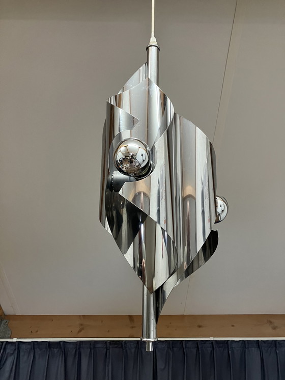 Image 1 of Vintage Jaren 60 Space Age Chromen Hanglamp