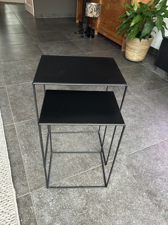 Image 1 of 2 black metal side tables