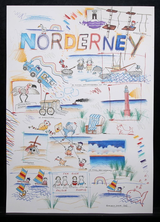 Schlote, Wilhelm - Norderney - Original design drawing - signed UNIKAT