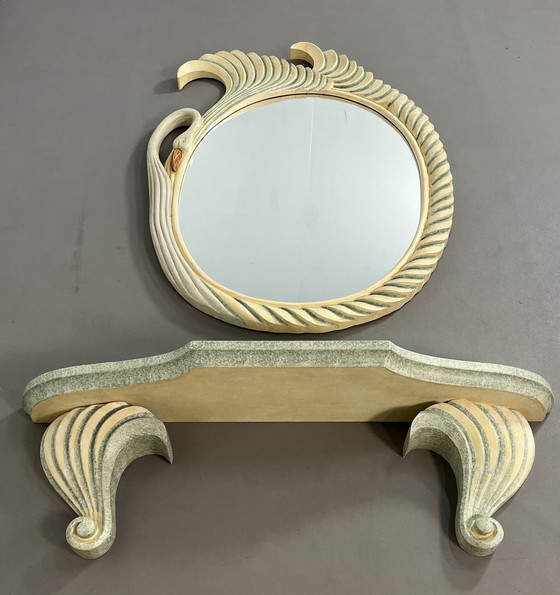 Image 1 of Vintage Italian epoxy designer mirror with console