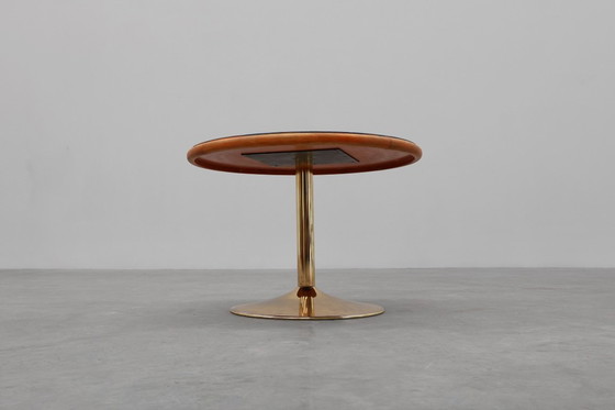 Image 1 of Vintage Round Tulip Coffee Table with Blue Top, France ca. 1960