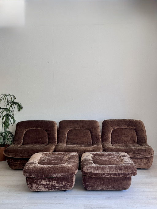 Modulaire vintage lounge set – jaren 70 – velvet