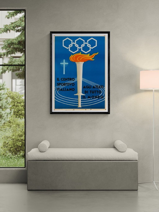 Centro Sportivo Italiano – 1960 – Original Vintage Lithograph by Corrado Mancioli – Mid-Century Modern – 100x70 cm