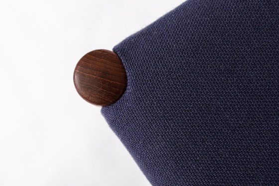 Image 1 of Arne Hovmand-Olsen Teak Chair for Mogens Kold, Danish Mid-Century Modern, 1950s Vintage, Dark Blue Upholstery