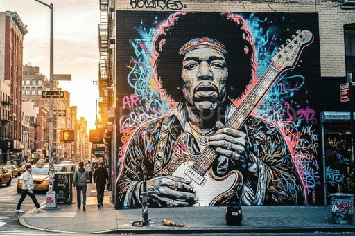 Fotografia stampata e incorniciata / cornice decorativa / edizione limitata / firmata / pop art / Jimi Hendrix