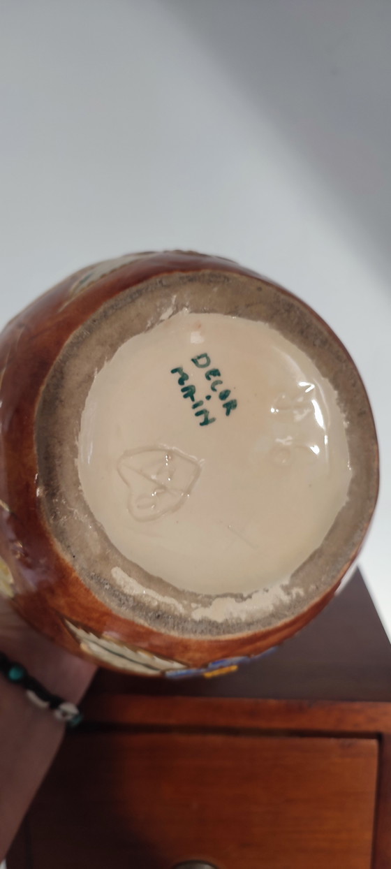 Image 1 of Brocca in ceramica decorata a mano d'epoca