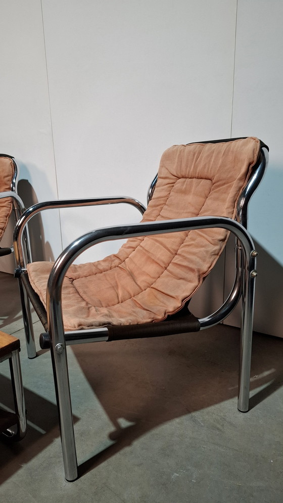 Image 1 of Chrome tubular frame armchairs