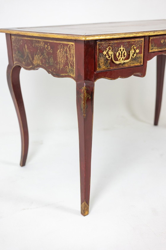 Image 1 of Bureau Plat de Style Louis XV à Décor de Scènes Lacustres, Circa 1800