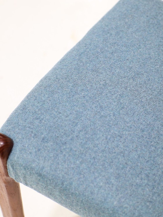 Image 1 of 4x Eetkamerstoelen EMC Møbler teak blauw Deens 1960s