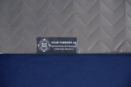 Image 1 of Vintage Mid-Century Scandinavian Modern Blue Velvet Living Room Set by Holm Fabriker AB, Set of 2, 1960s