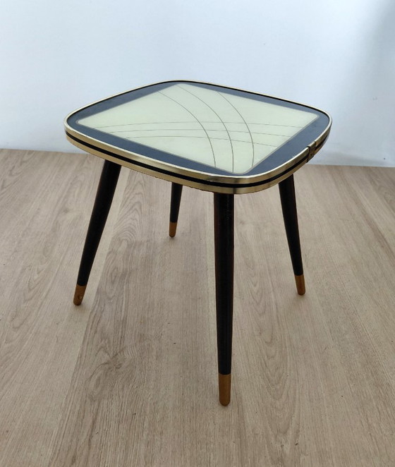 Image 1 of Fifties side table with unusual motif