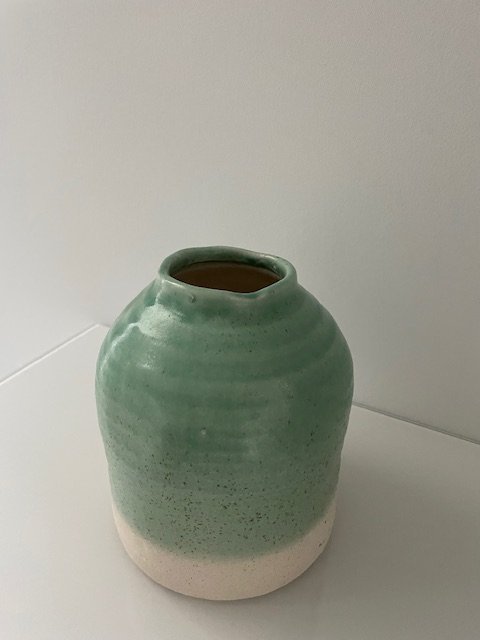 Image 1 of Ceramic Vase in Mint and Cream - Crafty and Stylish
