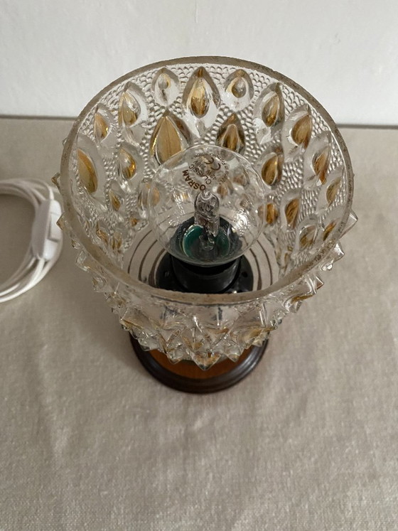 Vintage 1970s Amber Pressed Glass Table Lamp (photo 6 of 9)