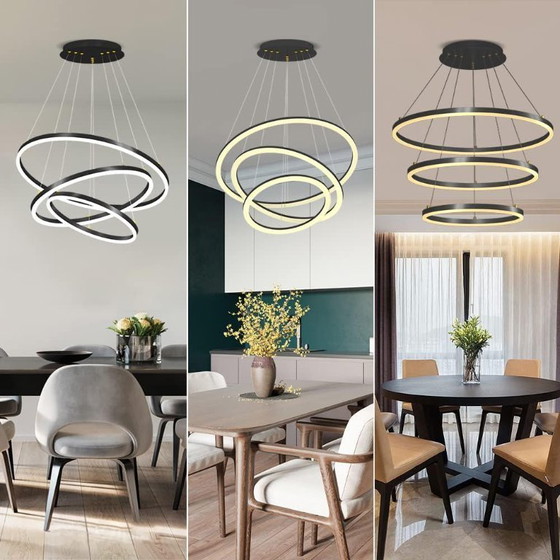 Image 1 of Königlicher Kronleuchter mit 3 schwarzen Acrylkreisen