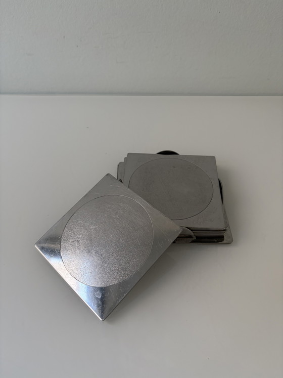Ikea Groggy coasters (6 pieces) in holder – IKEA Vintage Design Classics, Table accessories, rvs (photo 2 of 14)