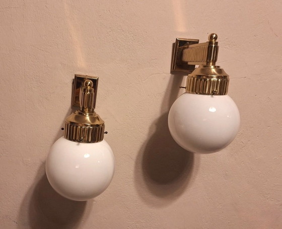 Image 1 of Paire d'appliques murales Astoria en laiton, par Josef Hoffmann, réédition WOKA Vienne