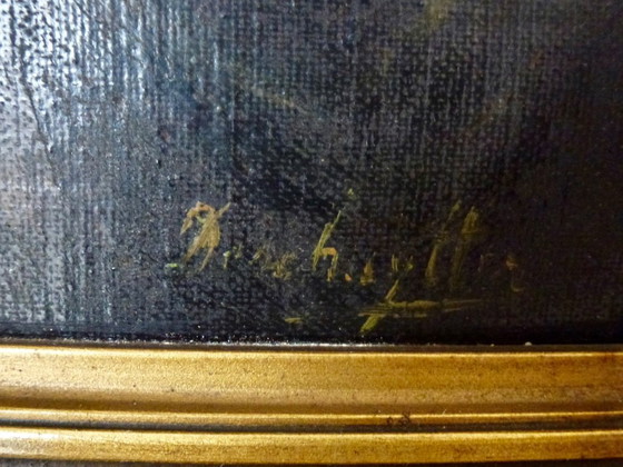 Image 1 of Gemälde von Deschuter – Schlafender Mann – in einem schönen Rahmen.