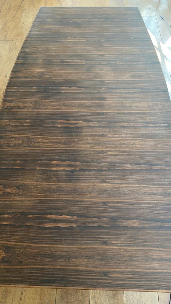 Image 1 of Grande tavolo da pranzo in palissandro, a forma di botte, metà secolo, 250x100/120cm