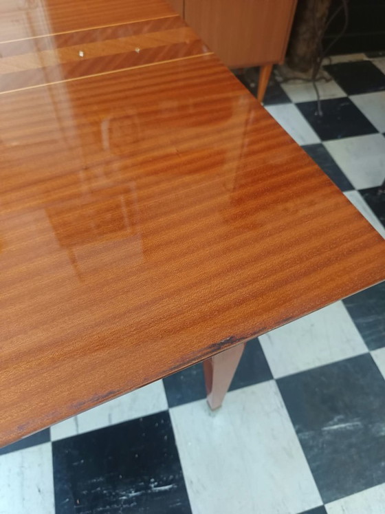 Table de salon mid-century vintage pieds compas – Tables de salle à manger, Bois (photo 14 of 14)