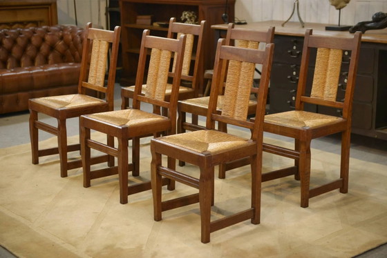 Lot de 6 chaises brutalistes des années 1950. – Chaises de salle à manger (photo 14 of 14)