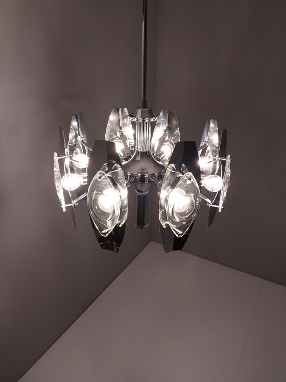 Image 1 of Vintage Italiaanse Kroonluchter van Oscar Torlasco voor Stilkronen, Jaren 60