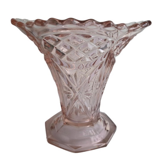 Rosa Pressglasvase Art Deco Stil – Vasen (photo 2 of 5)
