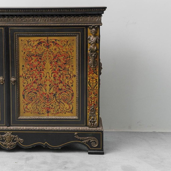 Image 1 of VINTAGE FRENCH RENAISSANCE STYLE BOULLE SIDEBOARD HAND PAINTED 19TH CENTURY