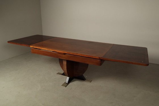 Image 1 of Art Deco Extending Dining Table with Sculptural Pedestal Base, circa 1930s