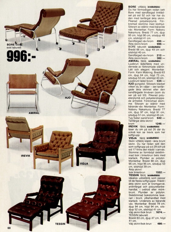 Pair of Noboru Nakamura ‘Bore’ Leather Lounge Chairs, Ikea, Adjustable recliner chair, Chrome (photo 11 of 14)