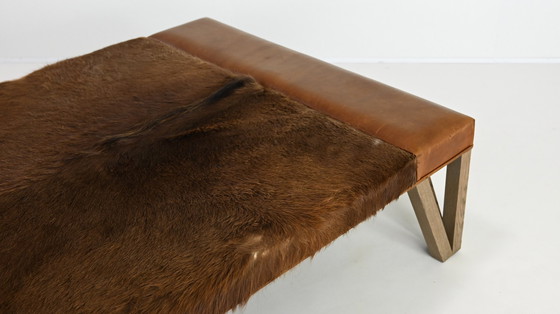 Image 1 of Lionel Jadot, Important Daybed in Cowhide, Leather and Oak. C.2010