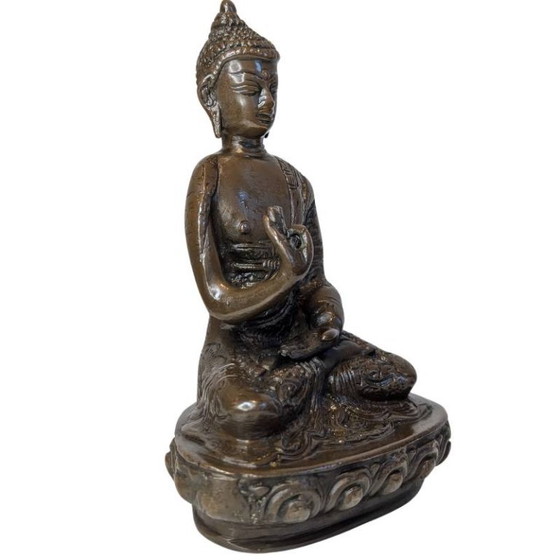 Antiek Bronzen Boeddhabeeld in Vitarka Mudra – 121 – Beeldhouwkunst (photo 2 of 9)