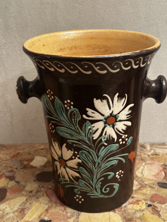 Image 1 of Seau à Vin Blanc ancien en terre cuite H 25 cm