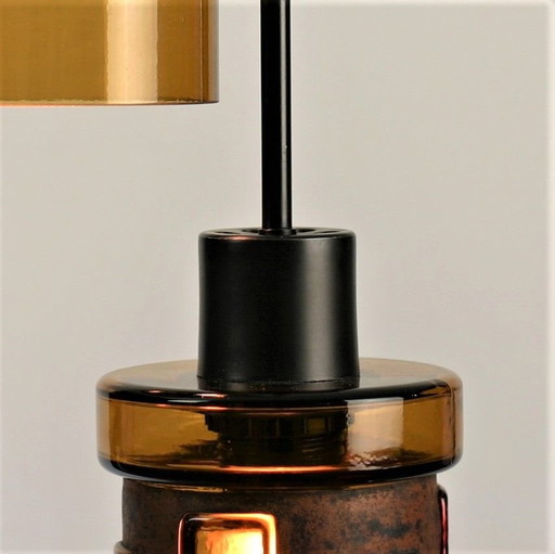 Nanny Still for RAAK Amsterdam | Set of 3 Amber Glass Pendant Lamps | 1960s