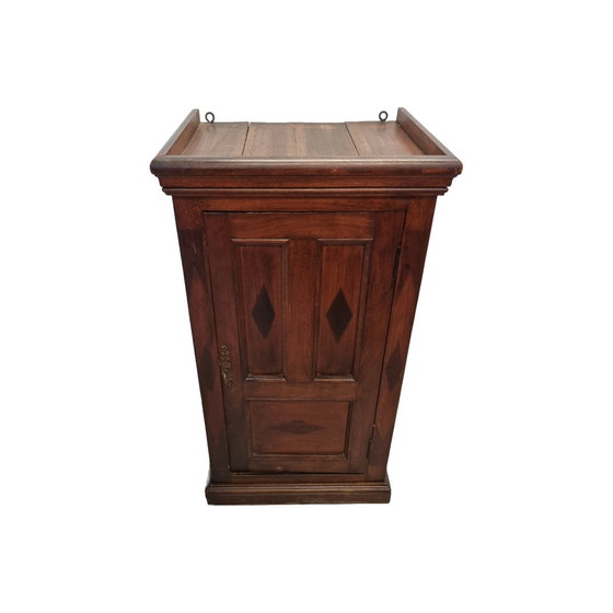 Image 1 of Antiek Frans mahonie hangkastje met ruiten, circa 1870