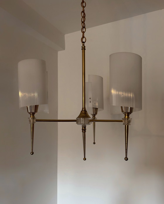 Image 1 of Lampadario in ottone e perspex anni '60