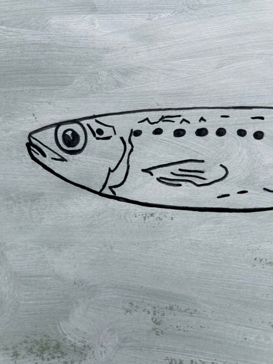 Acrylic painting sardines fish black and white – Canson, Wall decoration, Paper (photo 2 of 6)