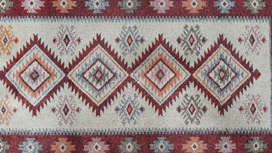 Image 1 of Vintage geometric-patterned flatweave kilim rug