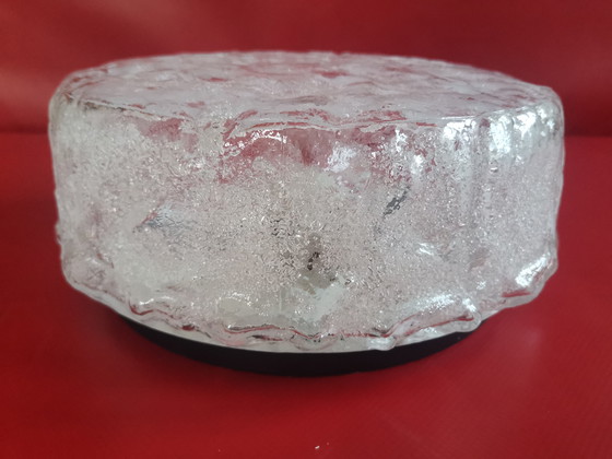 Image 1 of Lampada da parete in stile Space Age anni '70, in vetro ghiaccio, vetreria del Limburgo