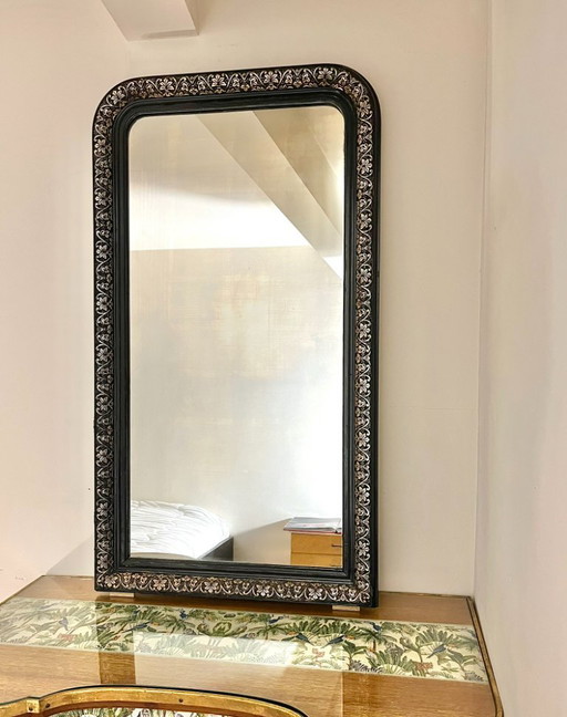 Antique brocante counter mirror with weathered glass