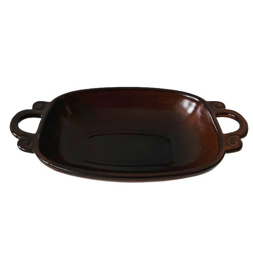 Fuente de horno vintage de cerámica alemana marrón estilo art déco de los años 60