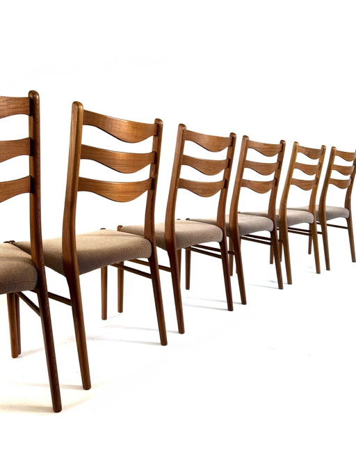 6x vintage eetkamerstoel, Arne Wahl Iversen ‘60