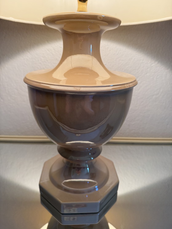 Image 1 of Beige glazed ceramic lamp from the '80s