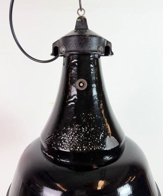 Image 1 of Industrial Black Enamel Bauhaus Pendant Lamp, 1930s