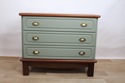 COMMODE 3 TIROIRS VERT SAUGE GAUTIER 1970 FRANCE