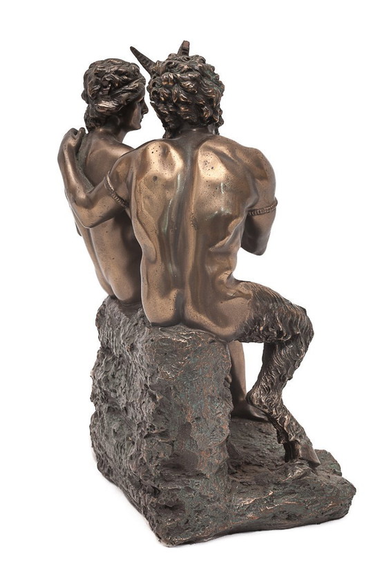 Image 1 of Beeldhouwwerk van Pan en Daphnis