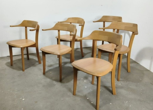 Chaises de salle à manger en bois d'aulne années 80