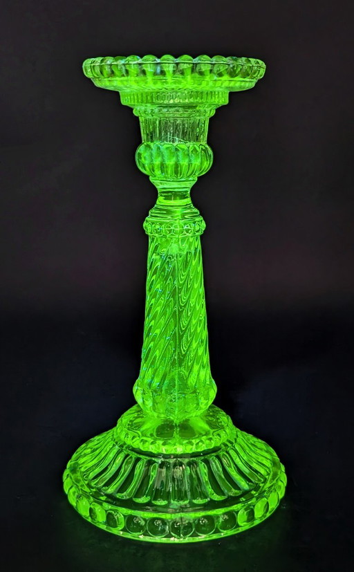 Neoklassieke/Lodewijk XVI glazen kroonluchter - UV-reactief – kandelaars en kaarsen, Glass