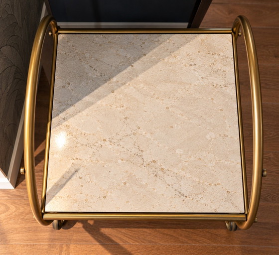 Carrello bar dorato con ripiani in marmo – Carrelli bar, Metallo (photo 2 of 5)